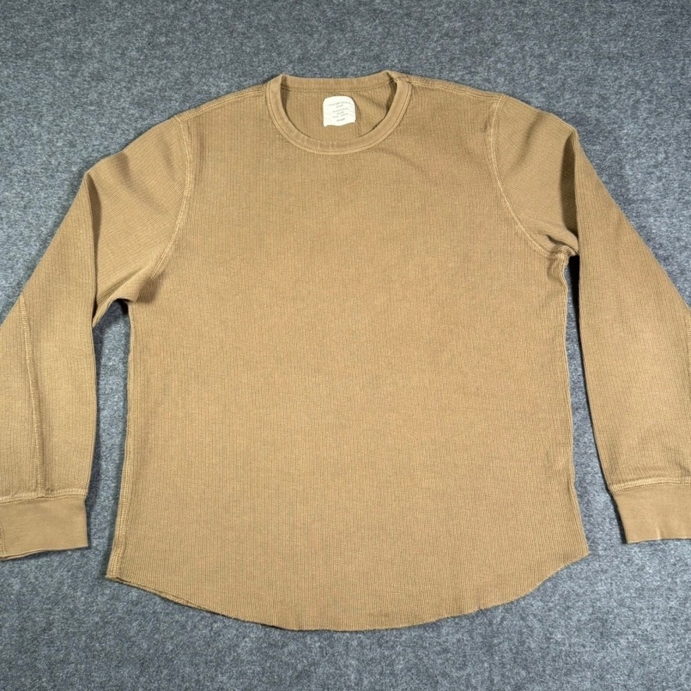 Buck Mason Vintage Thermal Surplus Tee Army Green Waffle Knit Long Sleeve Large